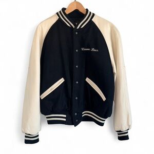 vintage 1990s Warner Bros. Looney Tunes wool and leather varsity jacket